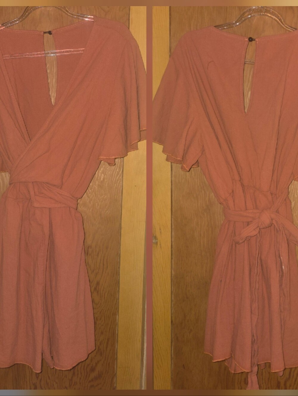 New no tags Shein XL 100% cotton burnt orange tie back romper